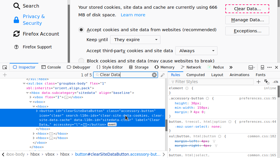 Clear Cache Button Source