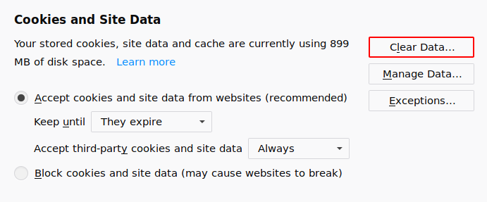 Preferences Page on Firefox 61