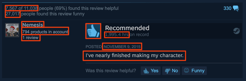 Example Steam review