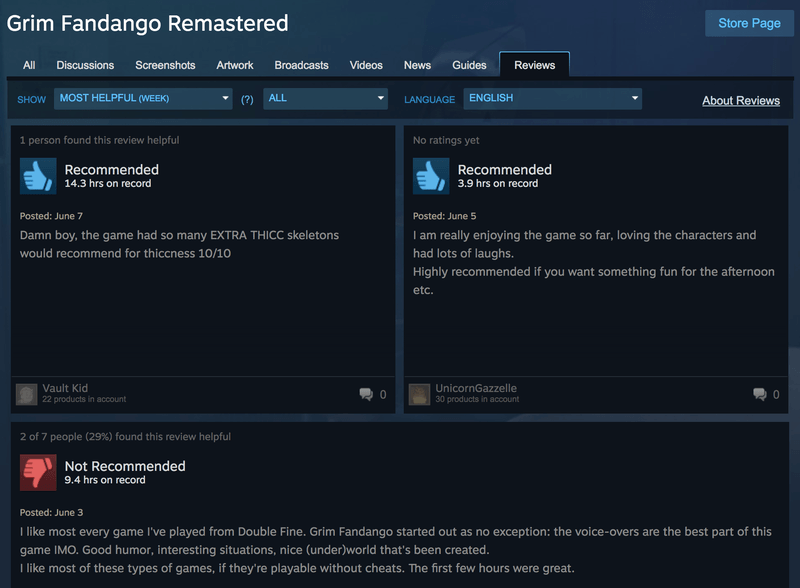 Steam Community review infinite scroll